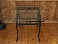Glass Top Side Table with Metal Base
