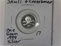 Skull & Crossbones One Gram .999 Silver Round