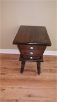 Old Solid Wood End Table & 2 Drawers