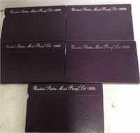 5 US PROOF SETS 89-93