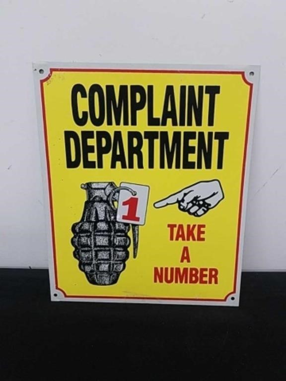 10x 12-in complaint Department metal sign