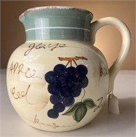 Glazed Terracotta Pitcher With Grapes