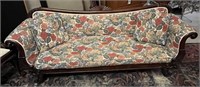 Carved Mahogany Empire Style Flower Print Sofa