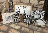 Misc Lot of Zebra Print Pictures and Frames