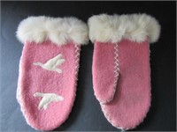 Nunavut  Inuit Felted Wool & Fur Mittens