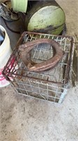 Antique metal milk crate, with a set of four