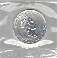 1990 Canadian Maple Leaf Silver Coin