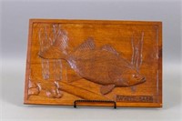 Rare Relief Carve Plaque of White Bass by Roy