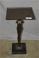 Bronzed Figural Accent Table Marble Base