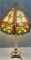 Jadeite Base Slag Glass Table Lamp