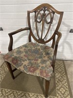 1943 handmade shield, back, upholstered chair