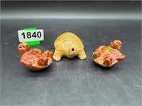 Trio of Small Vintage Japan Ceramic Turtles