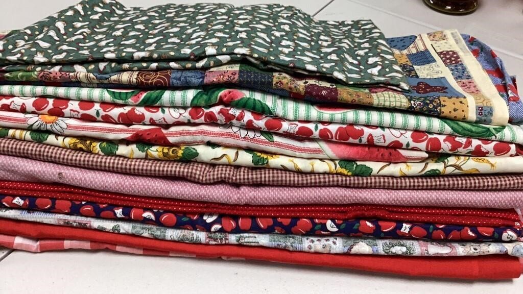 Fabric remnants, assorted lengths, prints may
