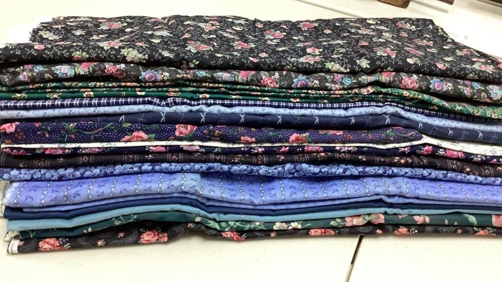 Fabric remnants, assorted lengths, prints have