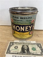 Vintage Pure Beeline Honey advertising can