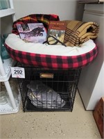 Dog crate 20" t x 18" w x 24" d w/ bed & more