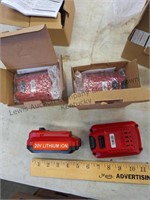 Box lot of four, 20 V lithium-ion batteries. New