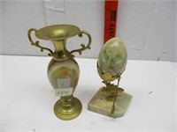 Gold Vase & Ceramic Egg  & Holder