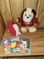 2 STUFFED ANIMALS AND 3 STUART LITTLE DVDS