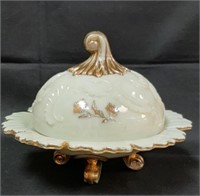 NW ivory Glass/Gold Louis XV Cov'd Butter