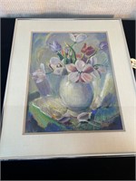 Signed Pastels Floral Still Life Art