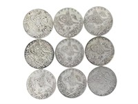 9 Egyptian 5 Qirsh Silver Coins