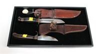 2- Vintage knives with sheaths: Marbles 5" blade