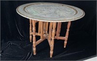 VTG Moroccan Tea table with Embossed Brass Top