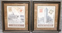 Rome & New York Travel Poster Wall Decor Framed