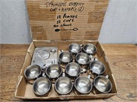 STAINLESS STEEL 12 Expresso Cups + 12 Plates