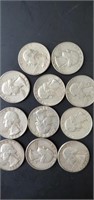 11 - 1960's silver quarters