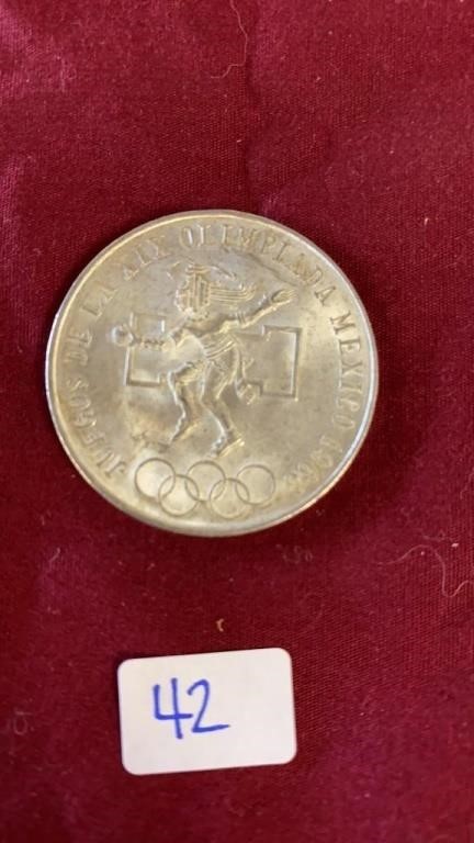 1968 OLYMPIC .72 MEXICAN SILVER COIN