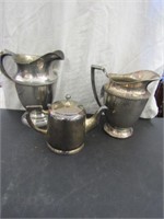 3PC SELECTION OF SILVERPLATE PITCHERS 9.5"T