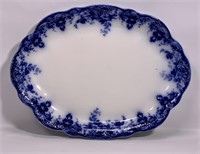 Flow blue platter, Alfred Meakin, "Richmond"
