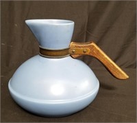 Catalina Island ceramic, wood-handled pitcher