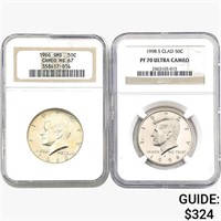 1966&1998 [2] Kennedy Half Dollar NGC PF/MS67/70