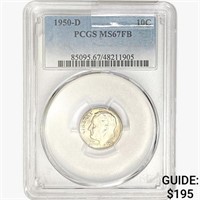 1950-D Roosevelt Dime PCGS MS67 FB