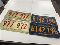 2 pairs Illinois license plates