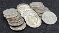 (20) 1964 Franklin 90% Silver Half Dollars