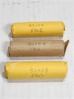 1960 1961 1962 5 Cents 3 Nickel Rolls