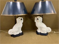 Pr. of Staffordshire Whippet Dog Porcelain Lamps