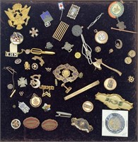 Assorted Vintage Pins, Badges Clips Fraternal