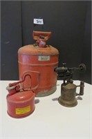Vtg Safety Cans & Torch
