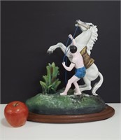 Vtg Painted Spelter Marly Horse, Groom Sculpture