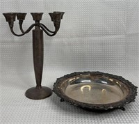 Pottery Barn Weighted Stainless Steel Candelabra &