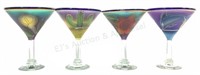 (8) Hand Painted/ Hand Blown Martini Glasses