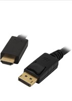 (New) Black Display Port to HDMI Cable Male to