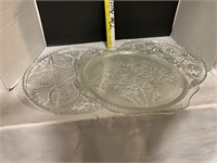 3 decorative crystal glass serving plates
