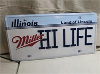 Illinois Miller Hi Life License Plate Wall Sign