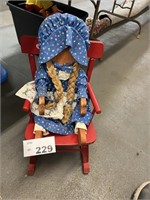 WOOD KIDS ROCKING CHAIR AND DOLL